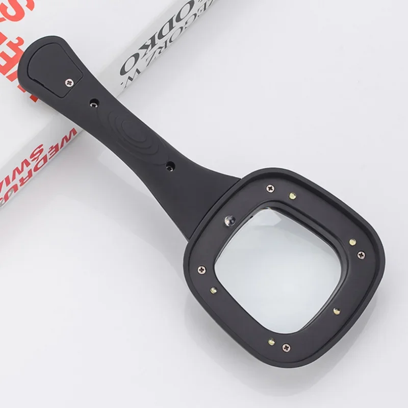 

6-кратные очки для чтения со светодиодной подсветкой, портативная 6-яркая светодиодная лупа для чтения журналов, карманная лупа для газет с лампой