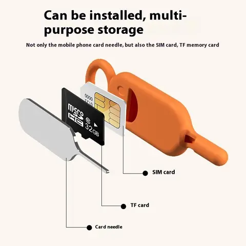 스마일리 페이스 디자인 분실 방지 3-in-1 SIM 이젝터 도구 및 메모리 카드 홀더 - 간편한 SIM 교체를 위한 휴대용 키체인 휴대폰 액세서리