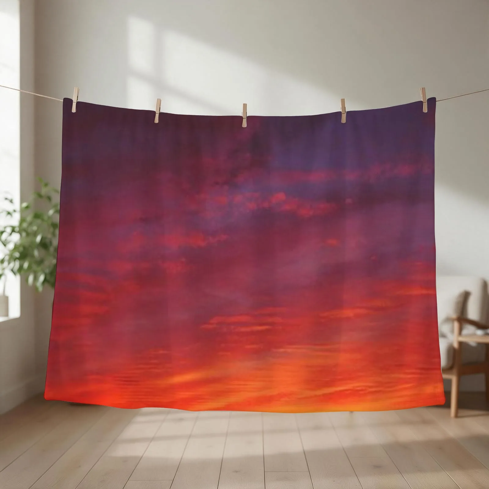 Orange and Purple Sunrise Throw Blanket couch cozy soft plush fuzzy picnic outdoor blanket