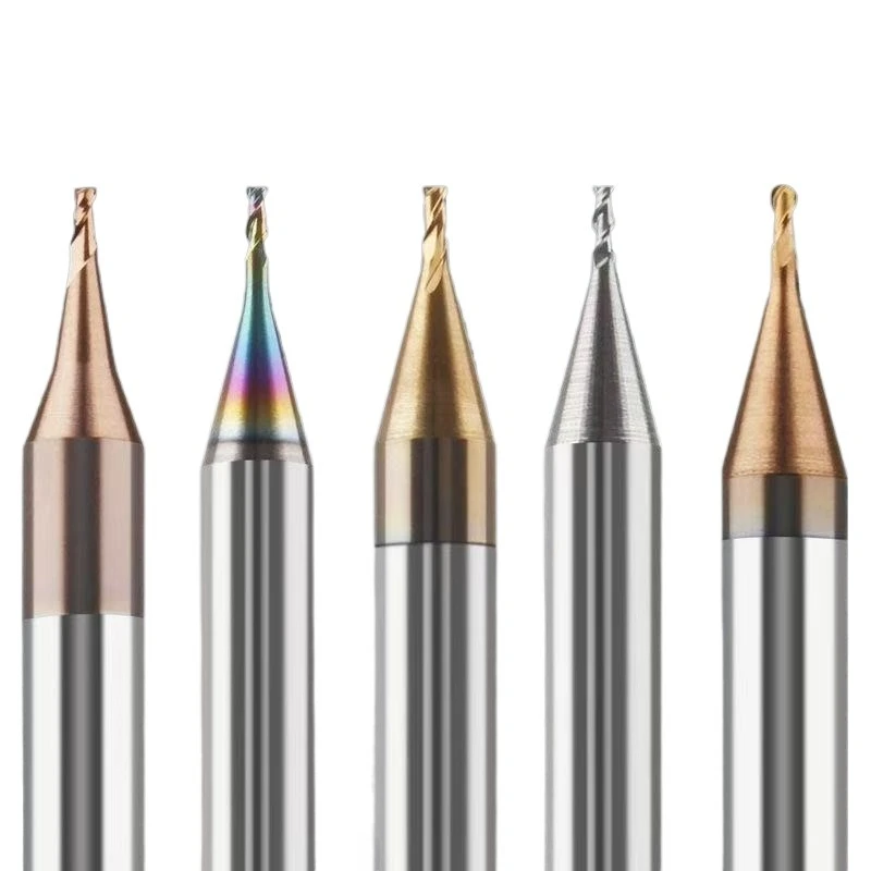 HRC60 D0.1-0.9 R0.05-R0.45 Micro 2 Flöten Flachschaftfräser CNC-Fräser 4 mm Schaft Wolframkarbid-Schaftfräser Mini-Fräser