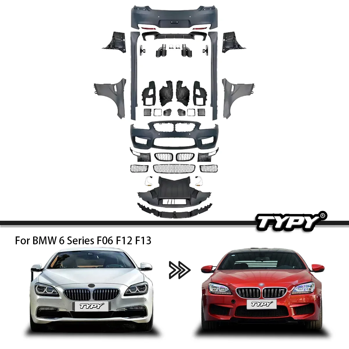 Body Kits For BMW 6 Series F06 F12 F13 2011-2018 Modified To M6 Style Body Kits Front And Rear Bumpers 1:1 Design