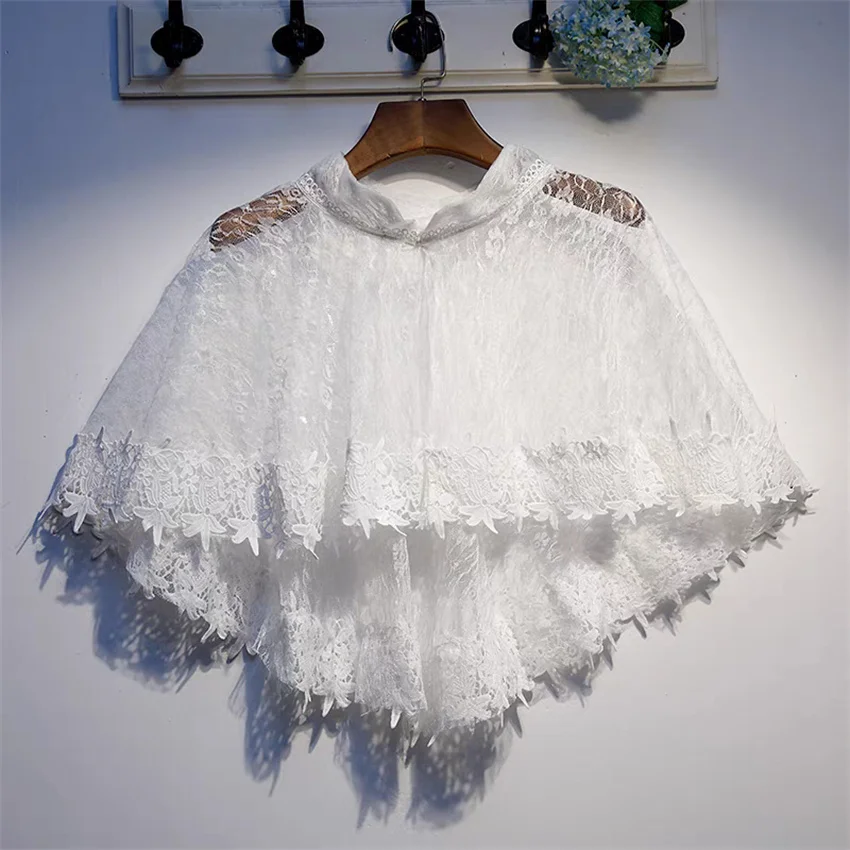 New Elegant Women Short Lace Shawl Capes Europe and America Lady Party Wrap Bolero Accessories Coat Princess Tops Fairy WZ2510