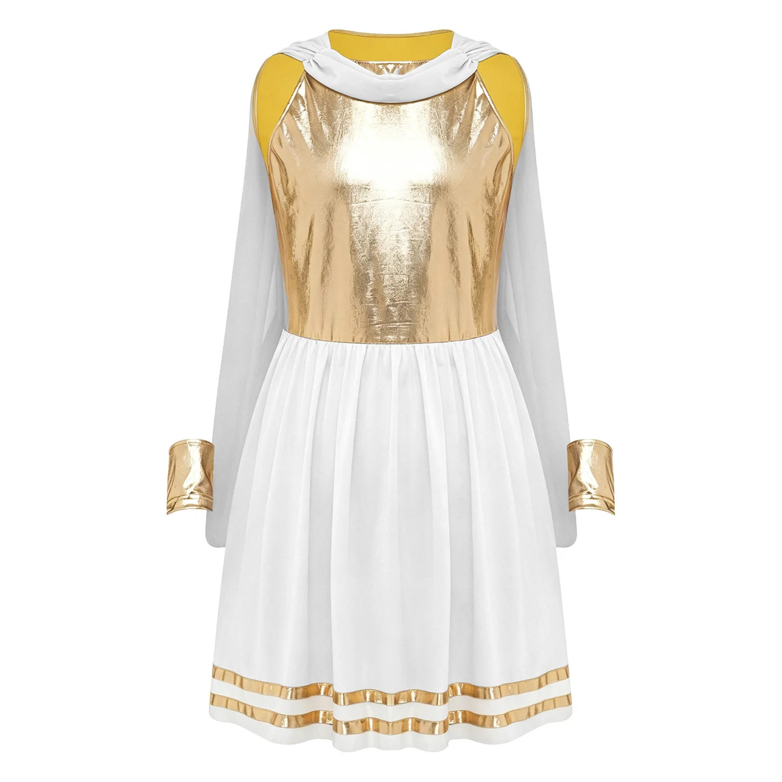 Mens Ancient Greek Toga Dress And Wristbands Chiffon Metallic Shiny Roman King Robe Halloween Gladiator Cosplay Costume Outfits