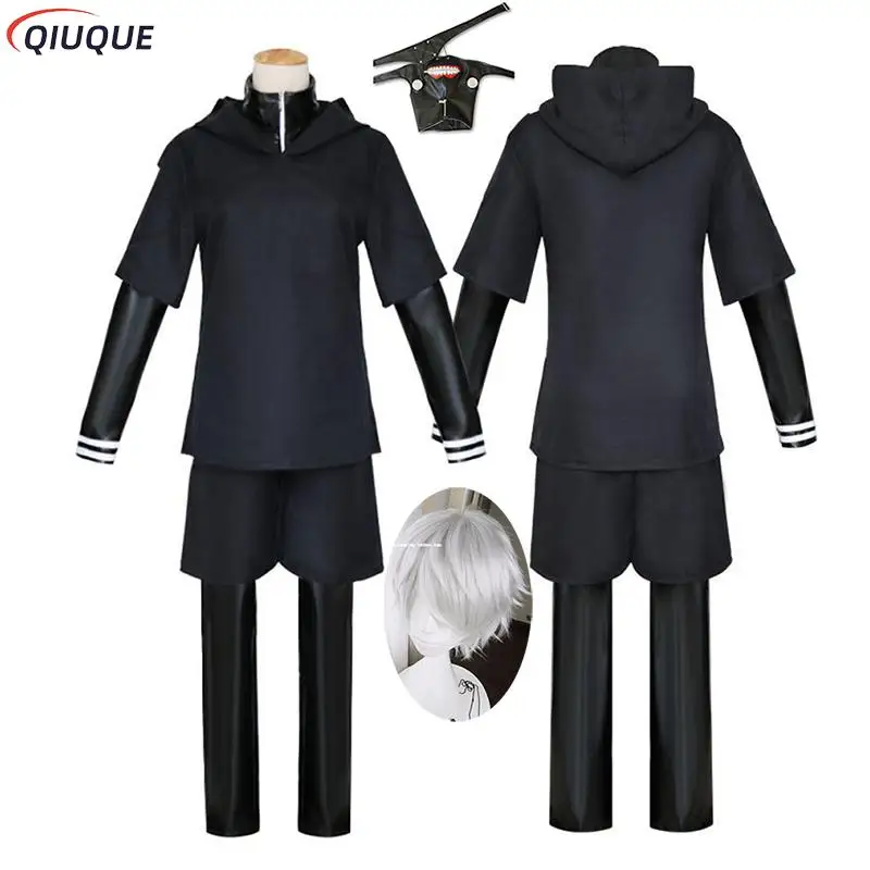 Kaneki Ken Cosplay Costume Hoodie Jacket Pants Shorts Full Set Outfits Men Uniforms Masks Anime Comic Suit Props Accessories