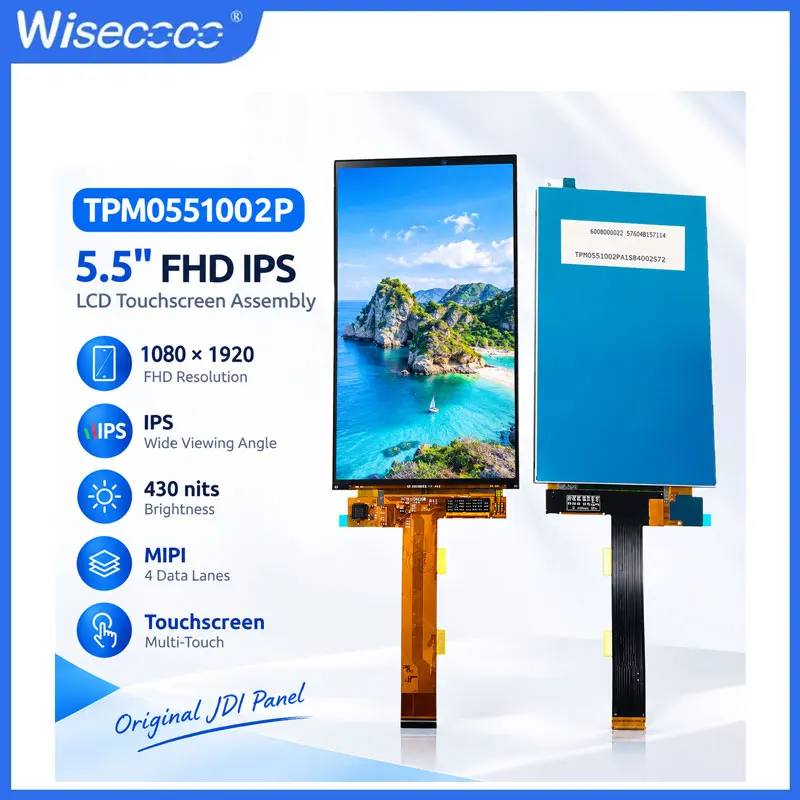5.5 Inch 1080x1920 FHD IPS MIPI LCD TPM0551002P in-Cell Touchscreen 701B000036 430nits 60Hz 39Pin FPC