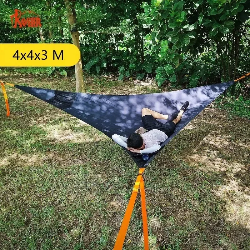 Triangular Hammock Outdoor Camping Hanging Off-Ground Aerial Hammock Portable Anti-Rollover Cradle Net for Park