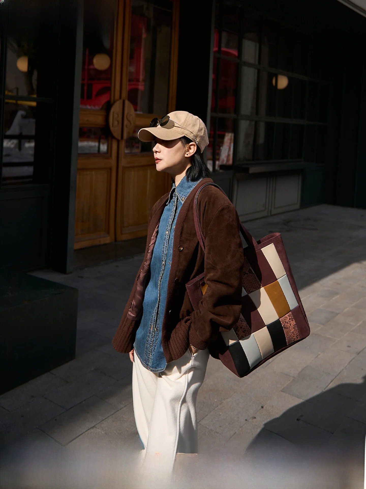 

TOFOD Beverly LP Rare Hybrid eepskin High Gloss Reverse Leather Velvet Open Cardigan Jaet Suede Velvet Leather Coat