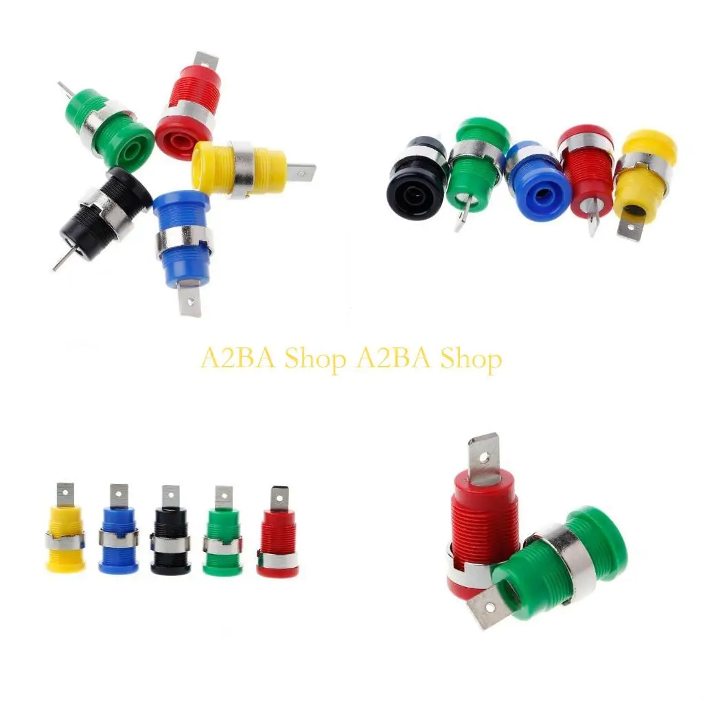 A2BA 5 Pcs 4mm Banana Plugs Female Socket Plug Wire Connector 5 Colors