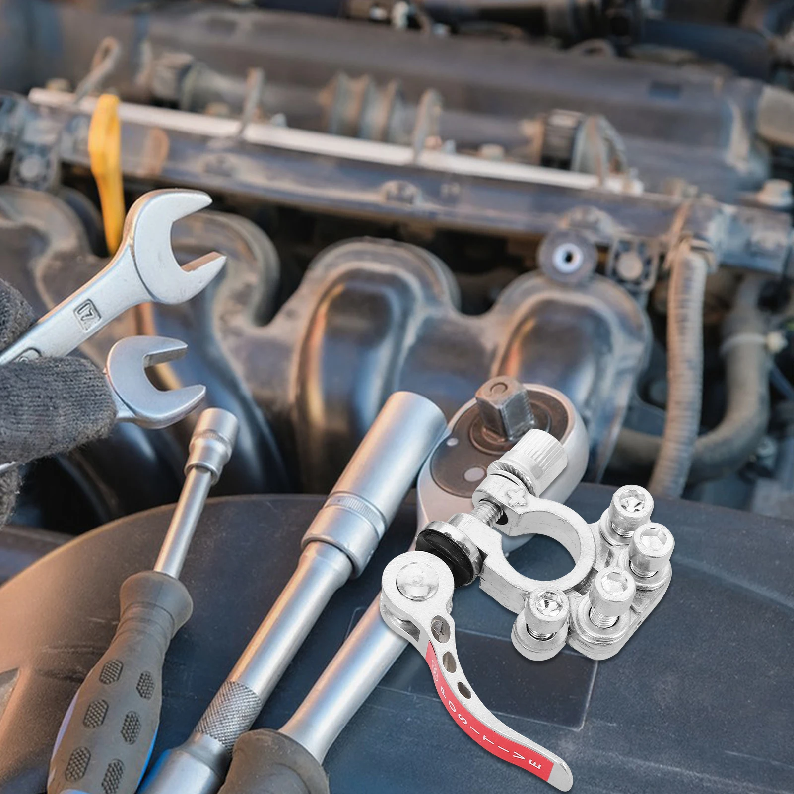 

1 Set Terminal Connectors Zinc Alloy Car Post Clamp Wrench Quick Disconnect For Truck Positive Negative Cable