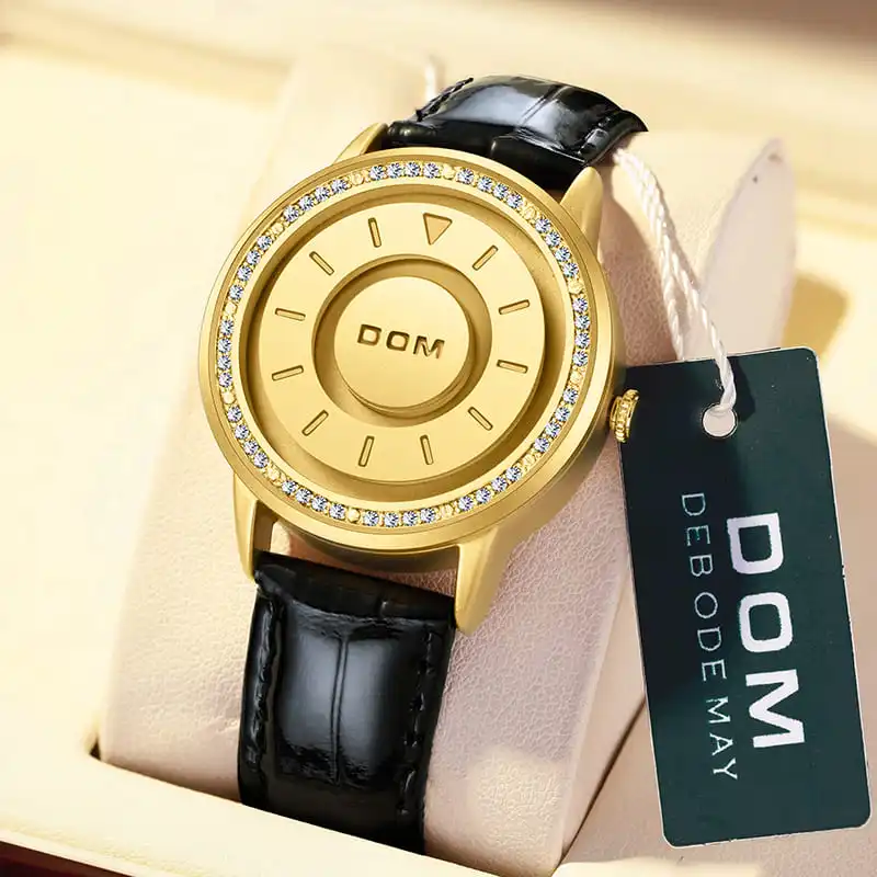 

2024 DOM 1758 New Women Creative Scrolling Magnetic Watch Quartz Wristwatch Genuine Fashion Lady Watches Relógio feminino