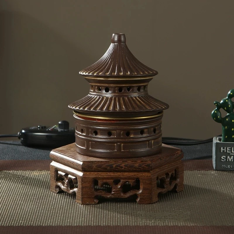 Timed Temperature-controlled Electric Heating Electronic Wood Incense Burner Ceramics Tian Tan Temple Home Meditation Office
