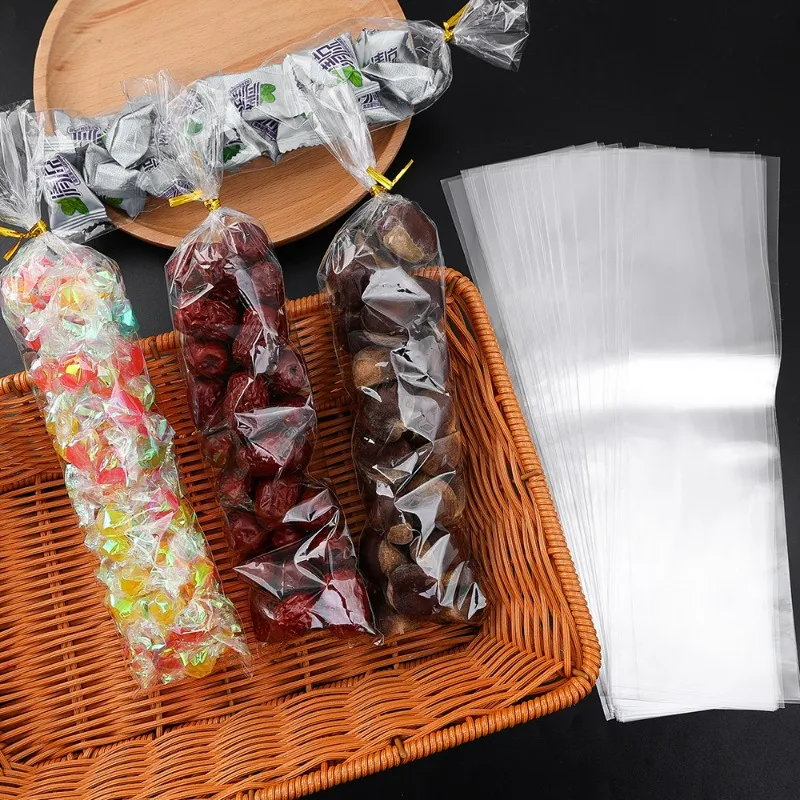 300/100Pcs Long Transparent Candied Haws Packaging Bags OPP Plastic Lollipop Candy Cookie Bags Wedding Birthday Party Decoration