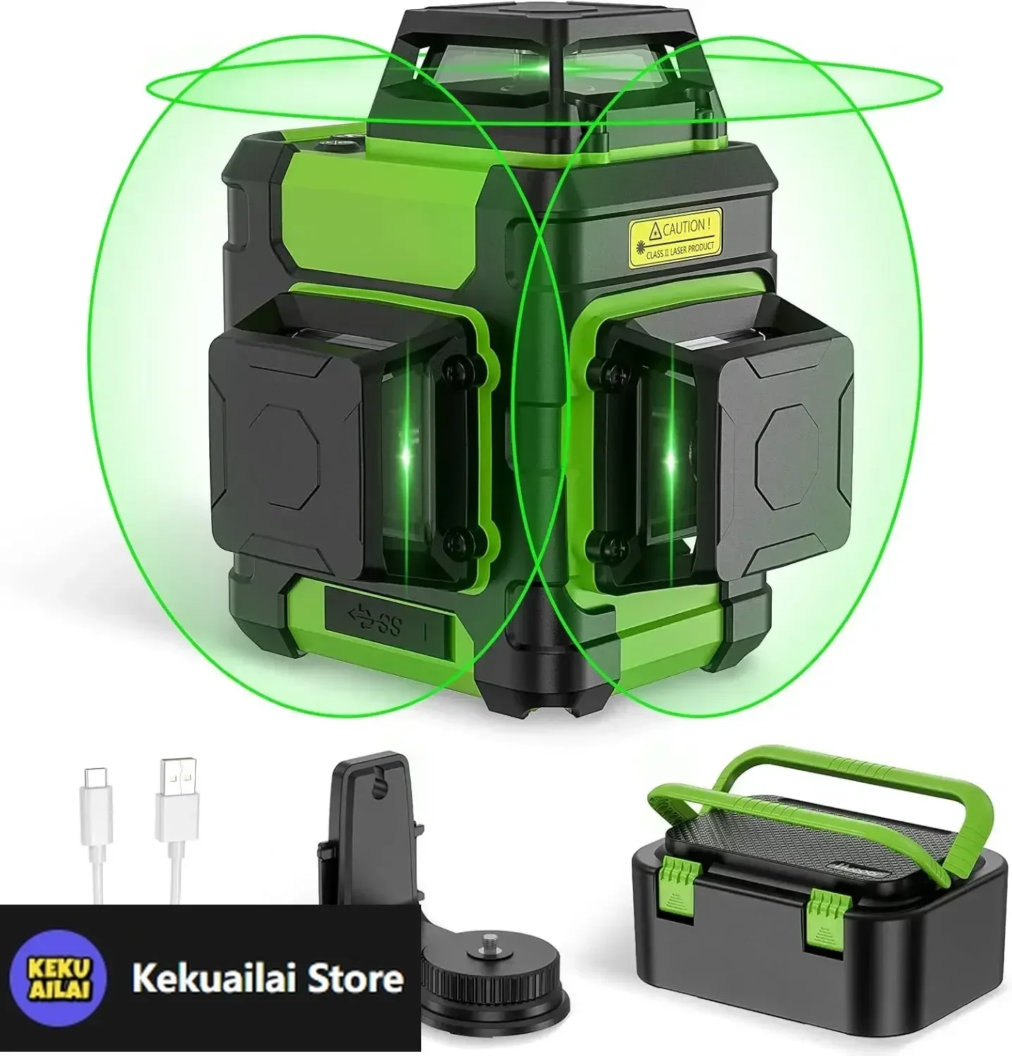 

Laser Level 360, Self Leveling Rechargeable Green Beam for Construction with Pulse Mode, Strong Magnetic Bracket
