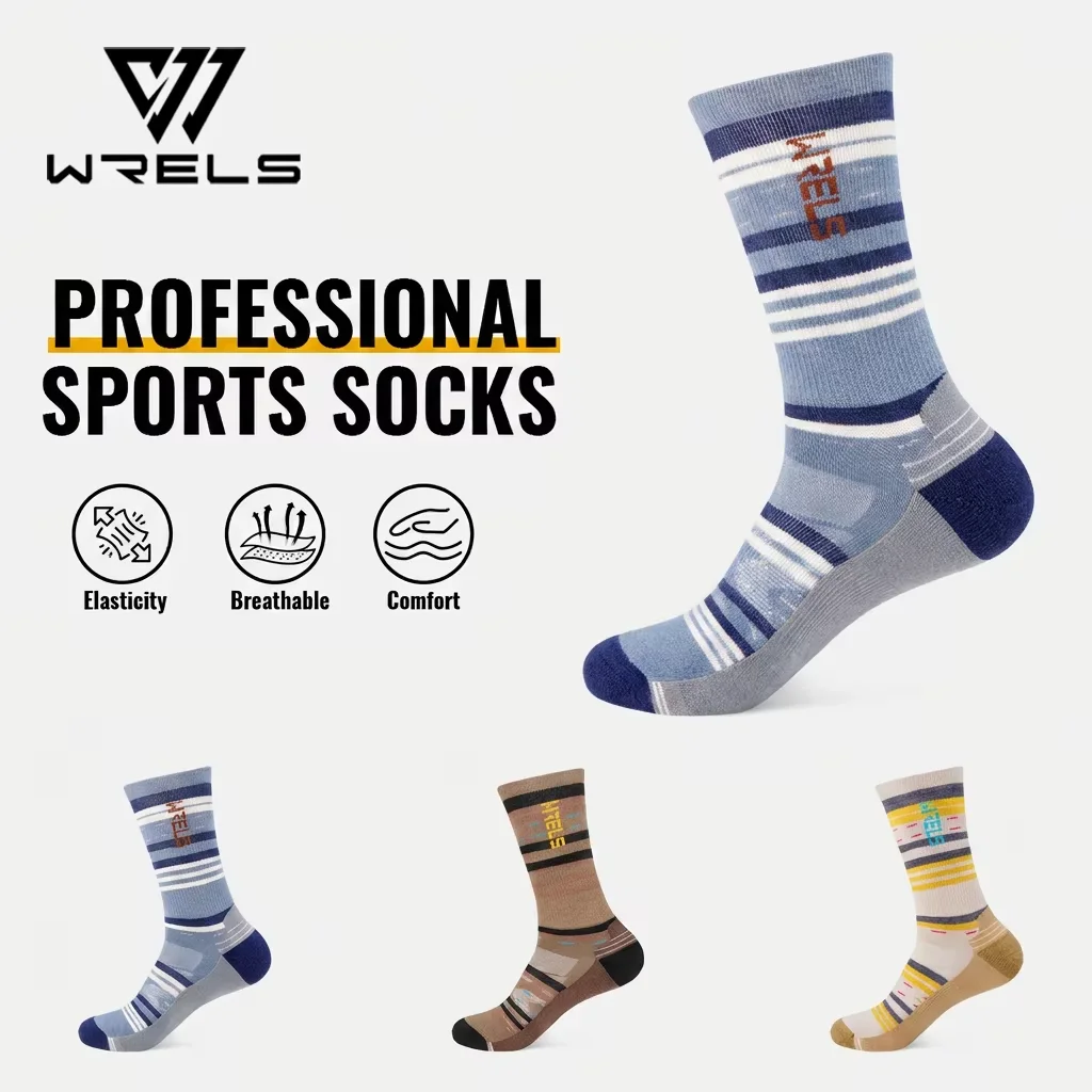 WRELS 1/2/3 Paar Socken aus Merinowolle, feuchtigkeitsableitende Kompressions-Laufsocken, thermisch warme, atmungsaktive Outdoor-Wandersocken