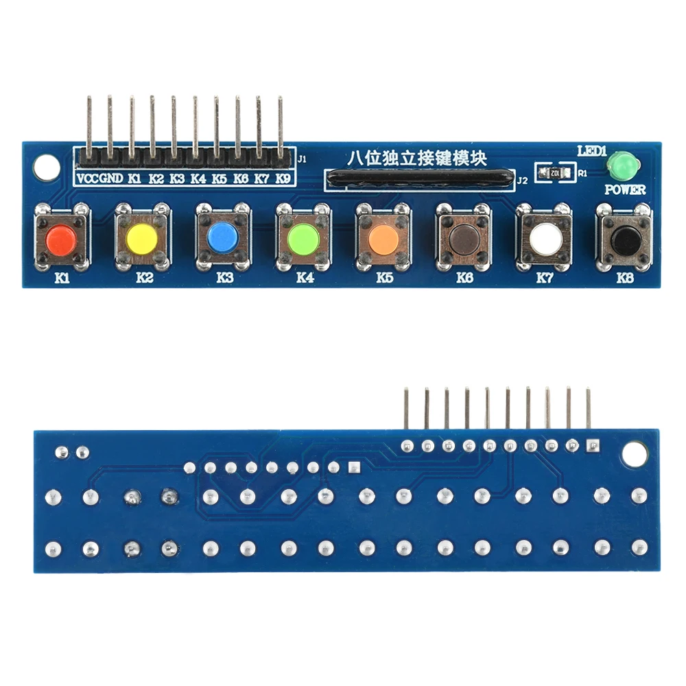 8-Key Touch Button Module with LED Indicator Lights for Microcontroller ARM Raspberry Pi - Individual Tap Button Keypad