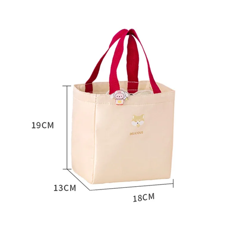 Large Women\'s Lunch Bag with Badge Portable Insulation Lunchbox Pouch Thicken Zipper Thermal Food Cooler Bag for School Picnic