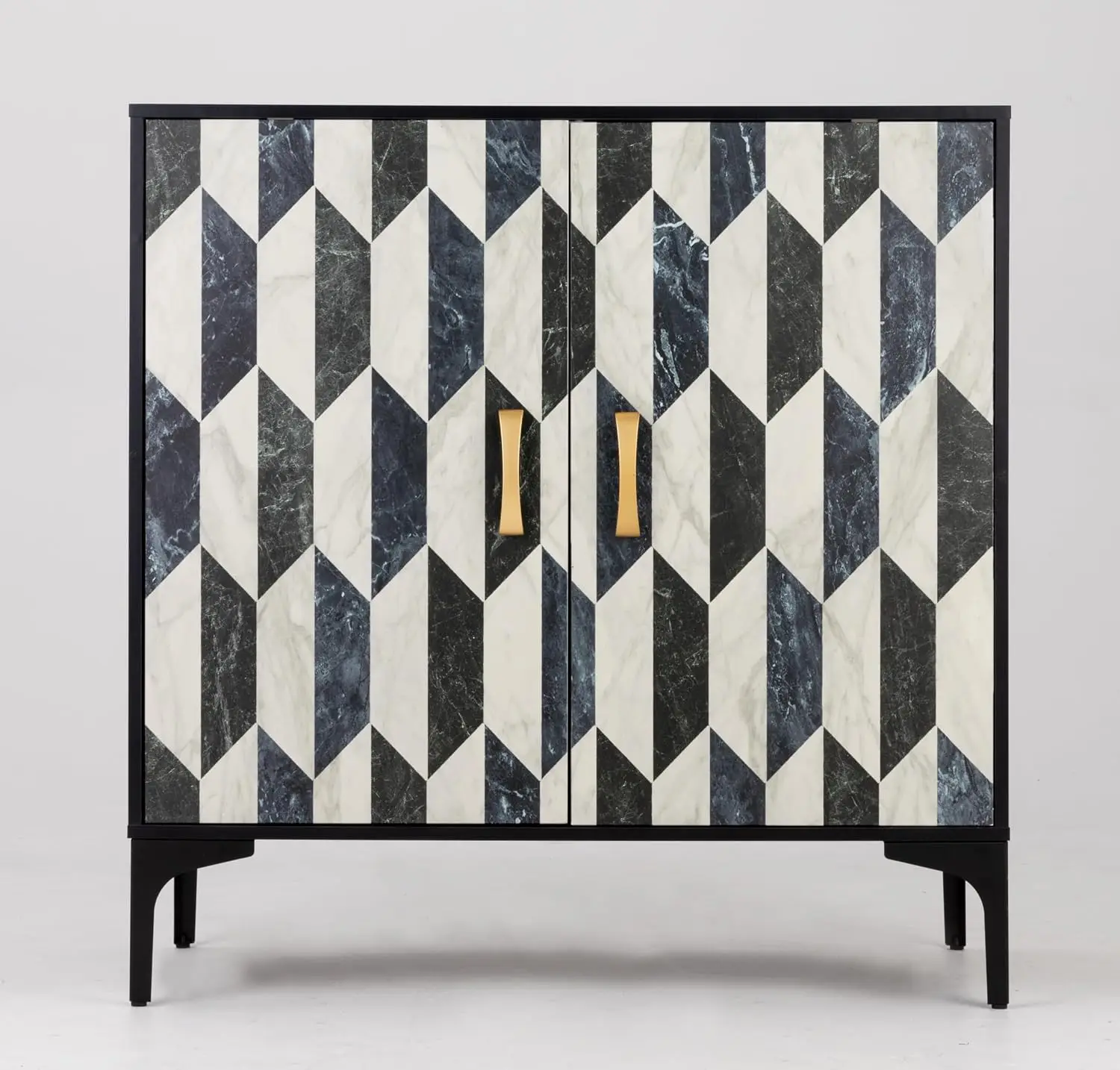 Faux Marble Sideboard Buffet Cabinet with Storage & Geometric Doors for Dining Room Hallway, 30.7x15.75x31.5 Inches, Customized