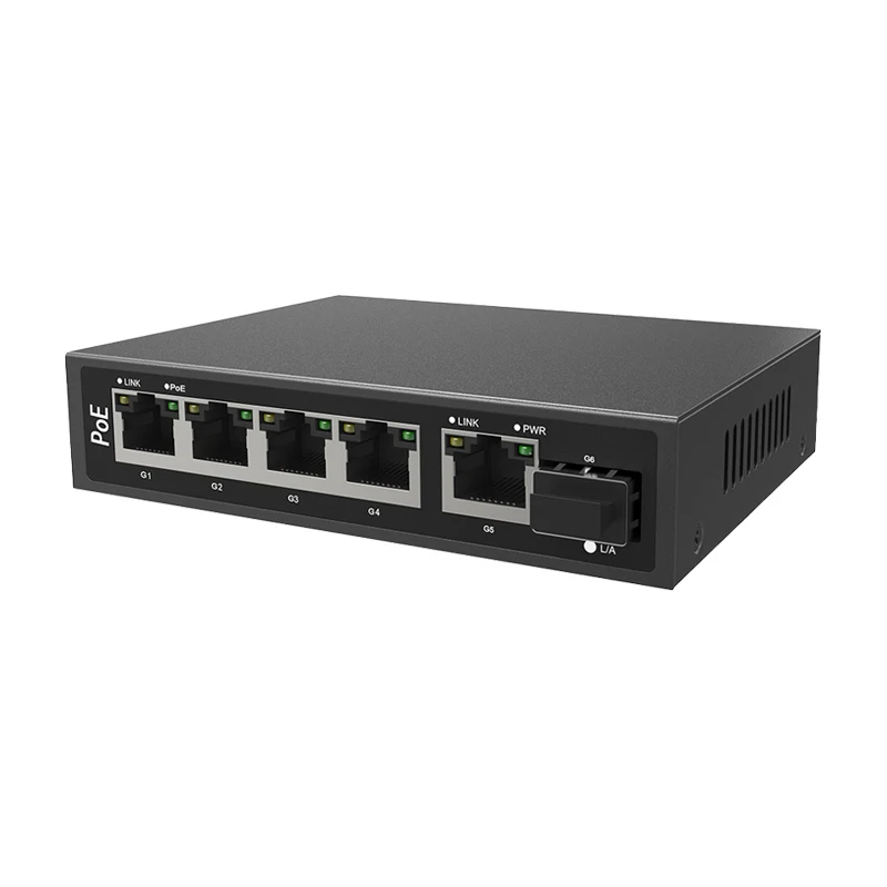 JT-COM 6-Port Gigabit BT Ethernet Poe Switch 4*100/1000base-t Poe Port 1*1000m RJ45 Port 1*1,25g SFP Switch