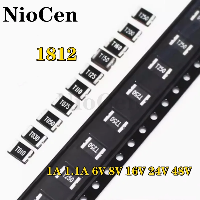 Fusível rehapable do pptc, 1a, 1a, 6v, 8v, 16v, 24v, 48v, smt, 10pcs