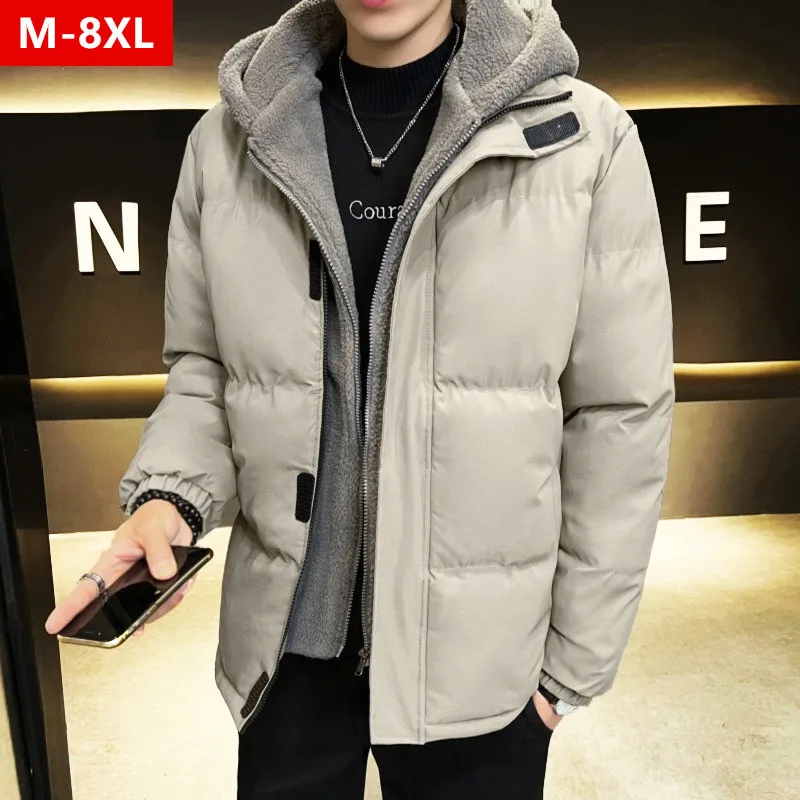 Winter Parkas Men 6XL 7XL 8XL Plus Size Fake Two Pieces Coats Warm Oversize Popular Male Cool Hooded Clothes Thick Padded Jacket