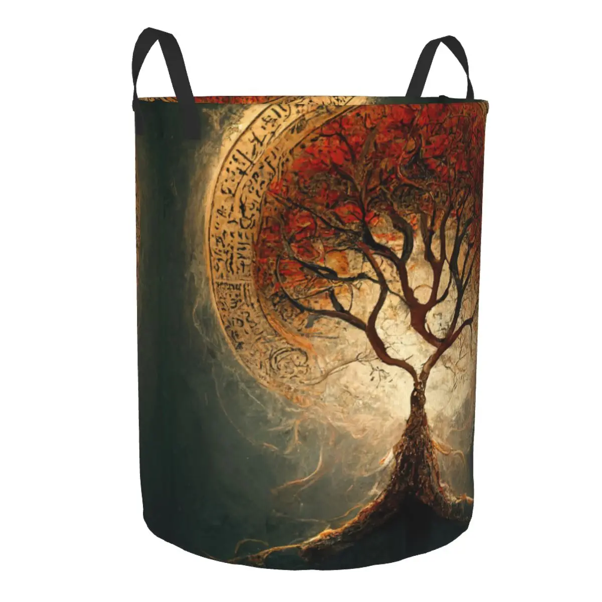 Laundry Basket Tree Of Life Sacred Symbol Round Storage Bin Collapsible Hamper Clothes Bucket Organizer