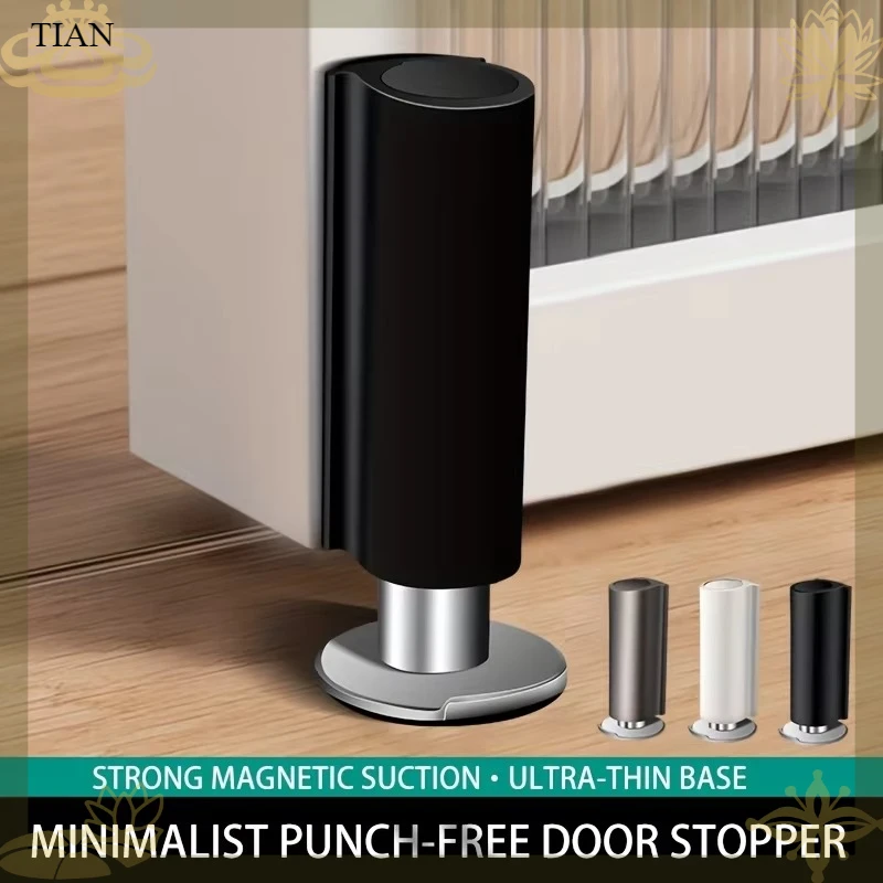 Door stop magnetic Door stopper Milk white black nail free Door base door hardware close prevention door closer Bumper block