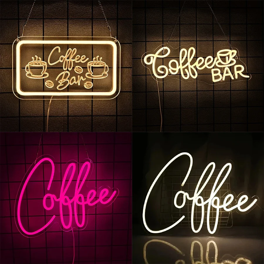 Coffee Bar Neon Sign Accessories Light Up for Wall Decor, Modern Led Sign for Shop,Coffee Station Art Decor Party Decor