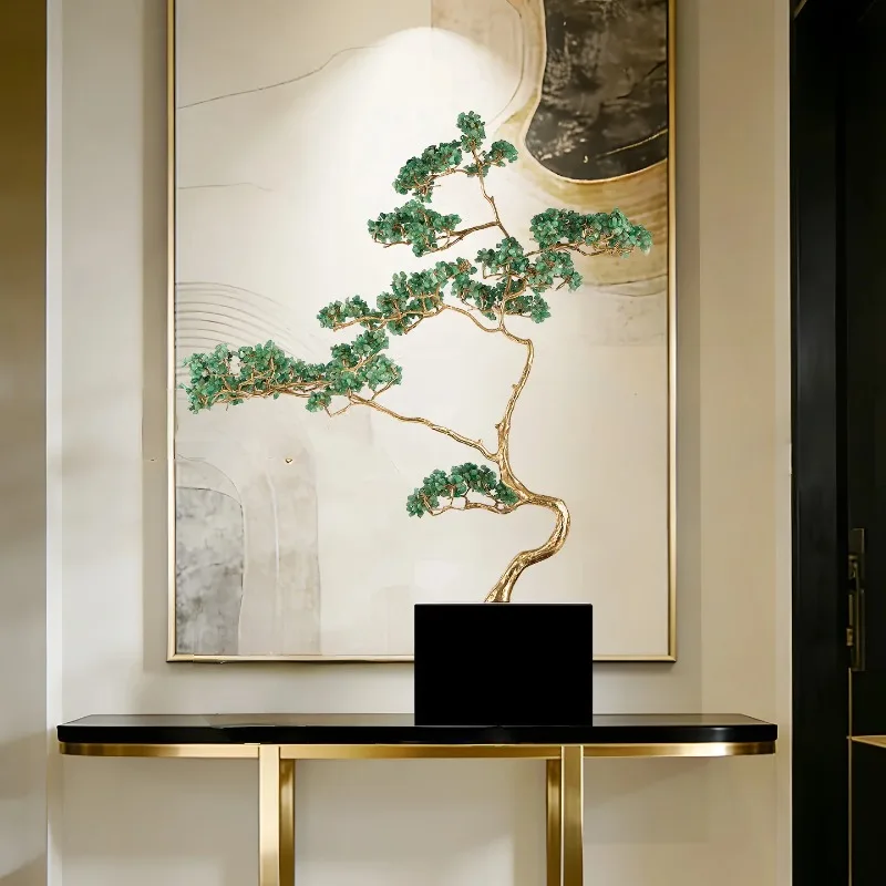 Chinese entrance tabletop ornament, living room, large floor-to-ceiling TV cabinet, next to the sofa