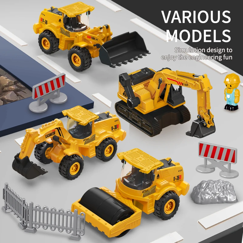 6 قطع من مجموعات ألعاب المركبات الهندسية - سيارات لعبة الأطفال ونماذج المركبات الهندسية - مركبة منزلق بالقصور الذاتي - عيد الميلاد #5