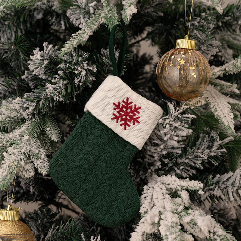 Navidad Natal 2024 Kerst Sokken Groen Xmas Boom Ornament Cadeau Breien Sneeuwvlok Brief Kous Kerst Decoratie