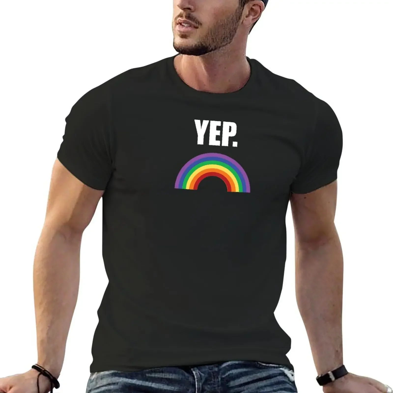 

YEP. Funny LGBT Pride T-Shirt baggy shirts for a boy vintage t shirts workout shirts for men