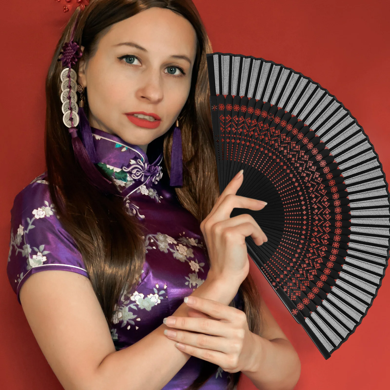 

Dance Tassel Folding Fan Handheld Decoration Portable Folded Chinese Household Products Decorative