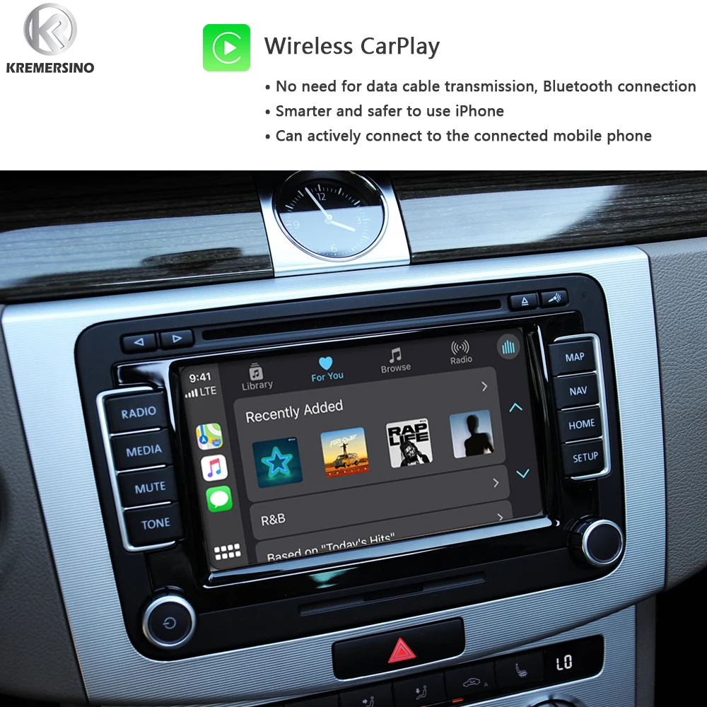 Wireless CarPlay AndroidAuto Smart Module for Volkswagen RNS510 Golf Tiguan Passat Mogaton 2012-2016 OEM Microphone