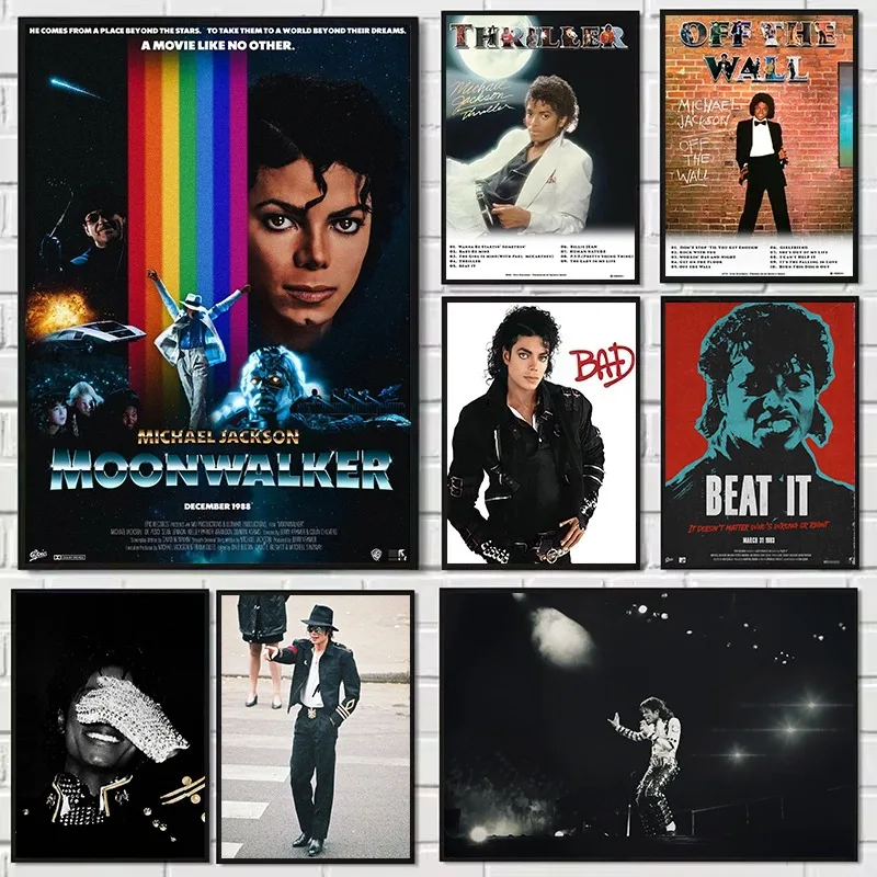 King of Pop 80s Singer Michael Jackson Portrait Moon Walk Classic Music Poster Canvas Painting Wall Pictures Home Decor Gift