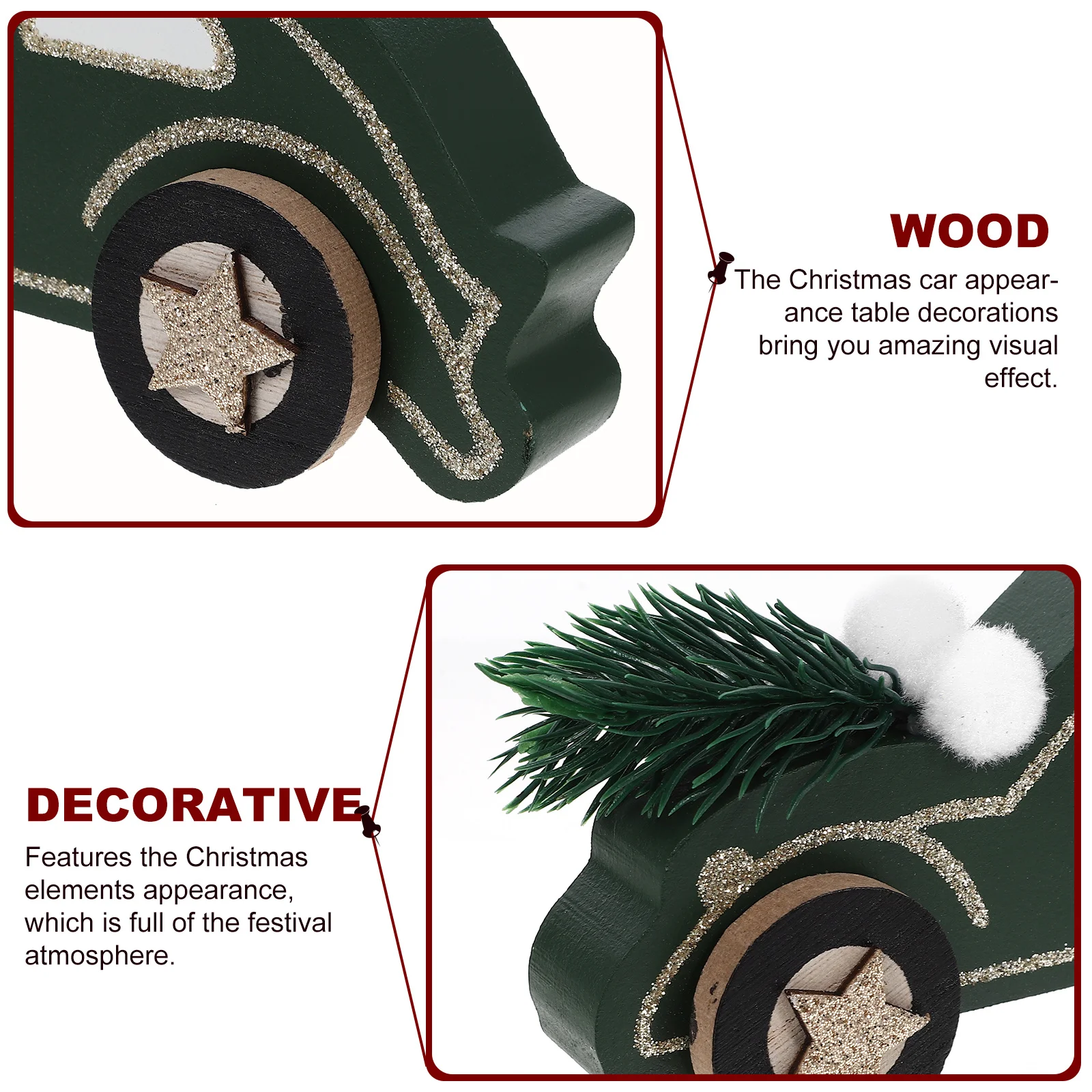 Wooden Car Christmas Ornament Xmas Table Decoration Festival Adornment Home Craft Decorative Gift Wooden Car Christmas Ornaments