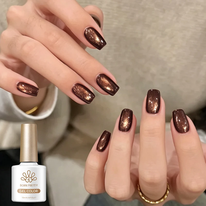 BORN PRETTY Coffee Chocolate Cat Magnetic Eye Gel Polish Golden Gradient 10ml Autumn Series Soak Off UV LED Nail Art DlY At Home