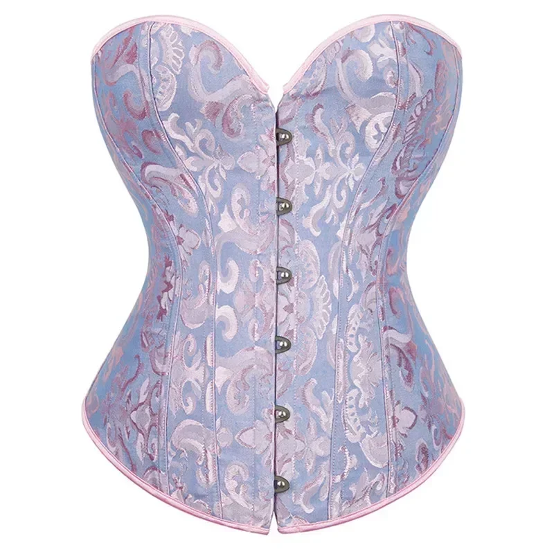 Overbust Corset Tops Women Bustier and Corsets Sexy Floral Lace Up Boned Lingerie Vintage Victorian Purple Black Pink White