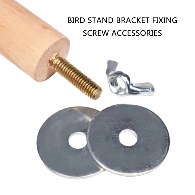 H7EA 20Sets Birdcage Accessories Standing Perch Screw Nut Bolts Washer Set Parrots Resting Installation Fixing Kits