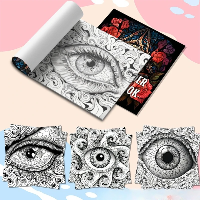 Eyes Of Wonder Coloring Book Gothic Floral Eye Rose Stained Glass Intricate Pattern Adult Stress Relief Drawing Book