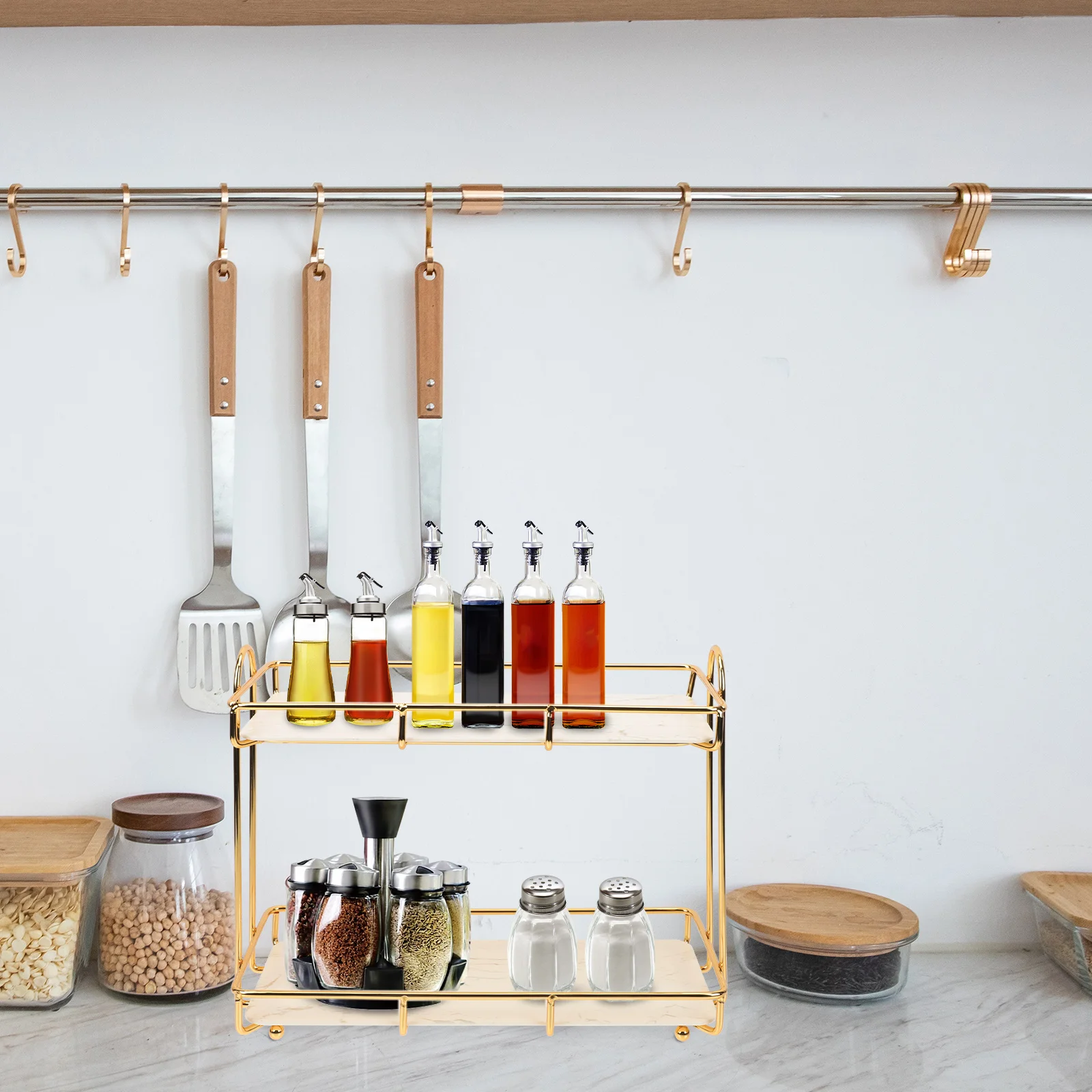 

Organizer Stand Nordic Style Bathroom Makeup Storage Rack for Countertop Shampoo Candles Spices Towels Desktop Beauty