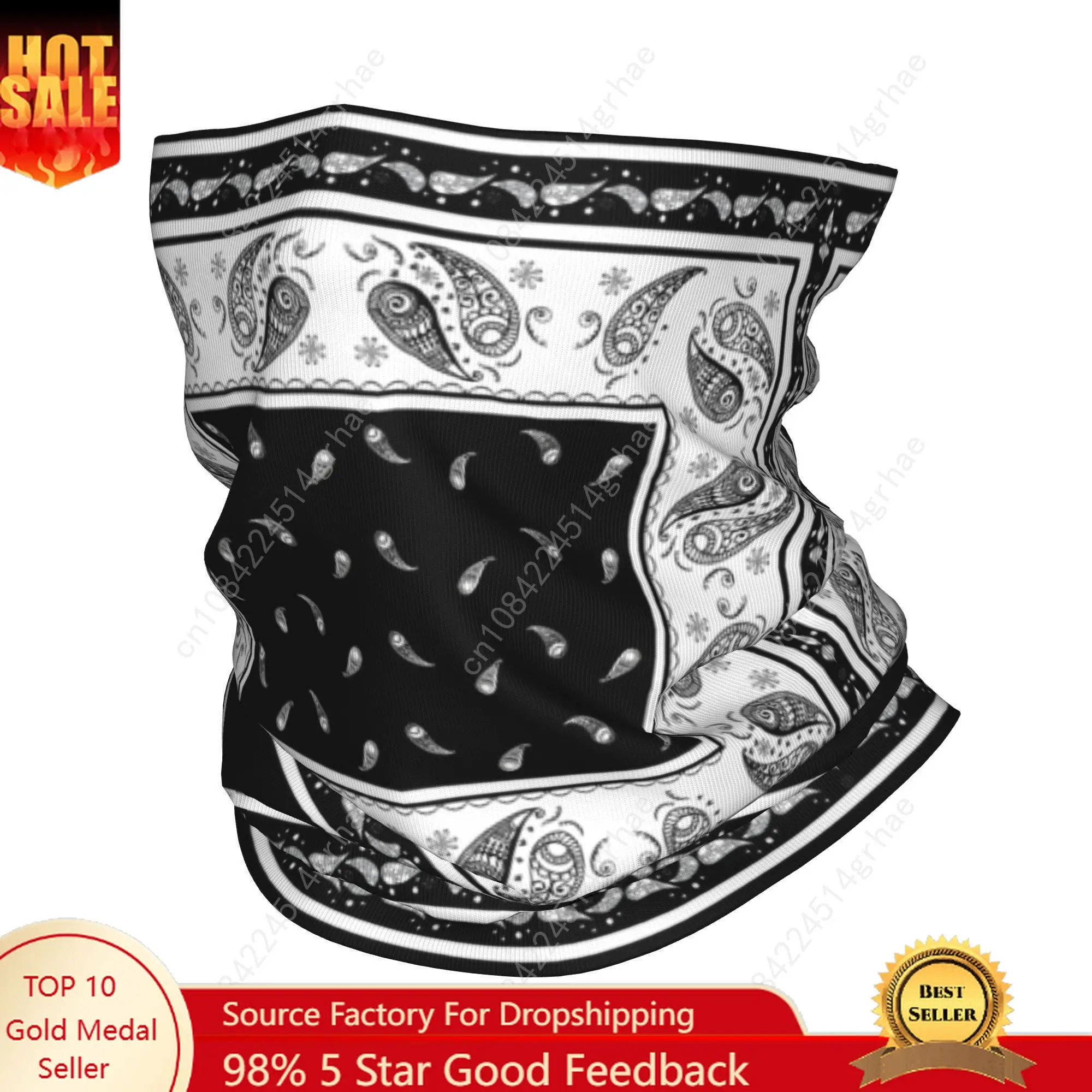 

Custom Paisley Bandana Pattern Winter Headband Neck Warmer Hiking Hunting Tube Scarf Bohemian Floral Style Face Bandana Gaiter