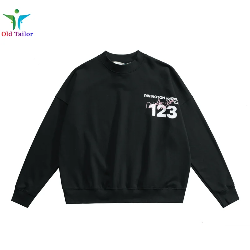 

Heavyweight RRR123 Washed Crew Neck Sweatshirt High Quality Vintage Print Logo Pullover Mens Womens Loose Fashion Sweatshirt