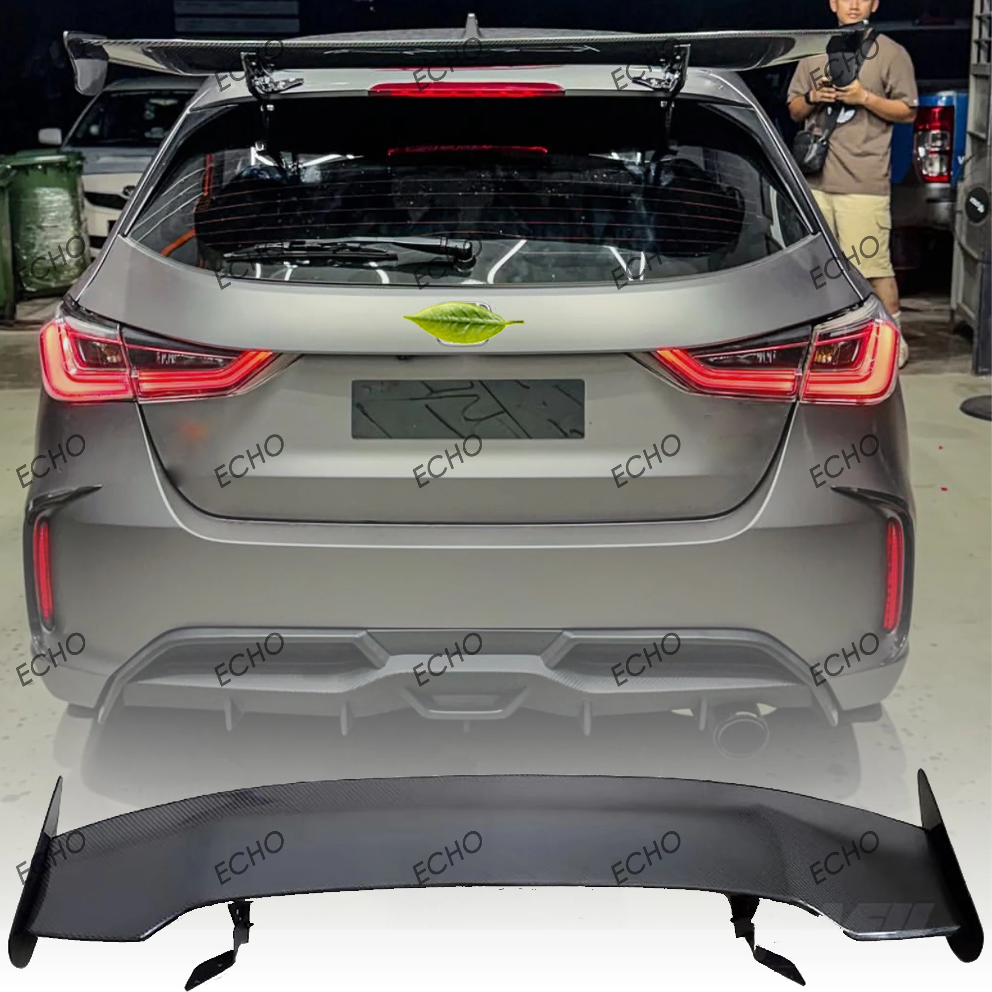 1.2M JS racing style rear trunk spoiler wing, suitable for Honda Fit hatchback universal hatchback modification parts