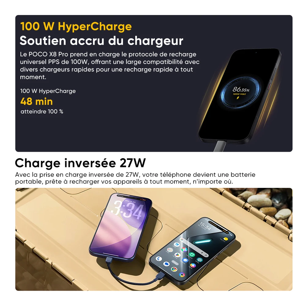 Teléfono Inteligente POCO X8 Pro 5G Versión Global, Dimensity 8500-Ultra, Pantalla AMOLED Ultra Brillante de 6.59 Pulgadas, 1.5K, 120 Hz, Batería de 6500 mAh, NFC 6