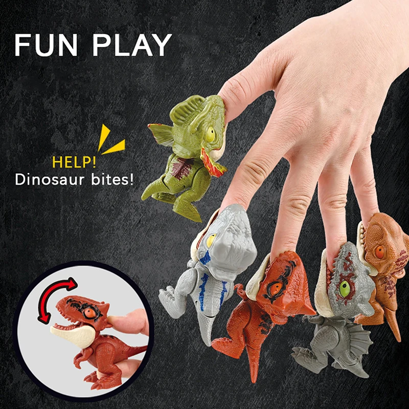 Biting Finger Dinosaurs Movable Joints Mini Simulation Dinosaur Model Toys Funny Tricky Biting Hand Dino Animals Kids Toys Gifts