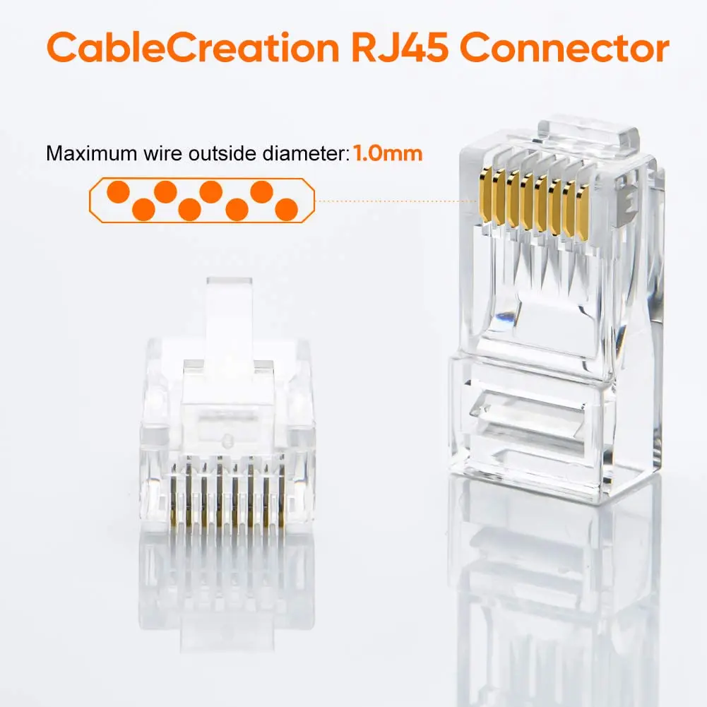 ZoeRax RJ45 Cat6 CAT5E RJ45 Connector Ethernet Cable Crimp Connectors UTP/STP Network Plug for Solid Wire and Standard Cable