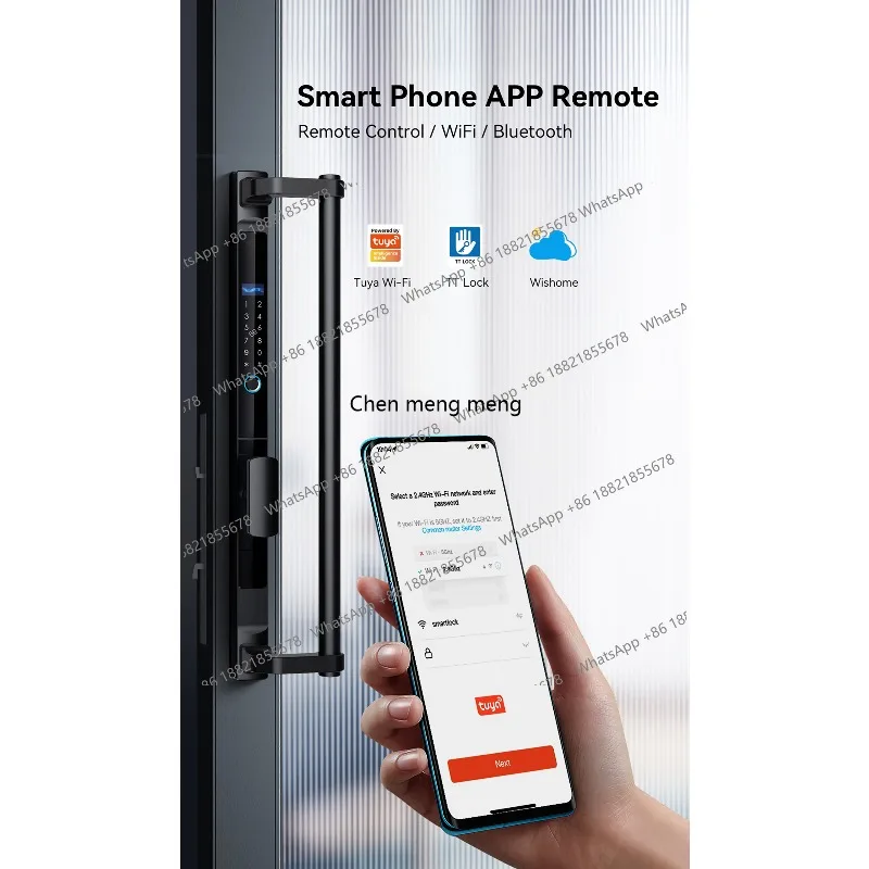 Private Label Biometric Wifi App Smart Fingerprint Frameless 12v Automatic Tempered Electric Lock for Glass Door Gl