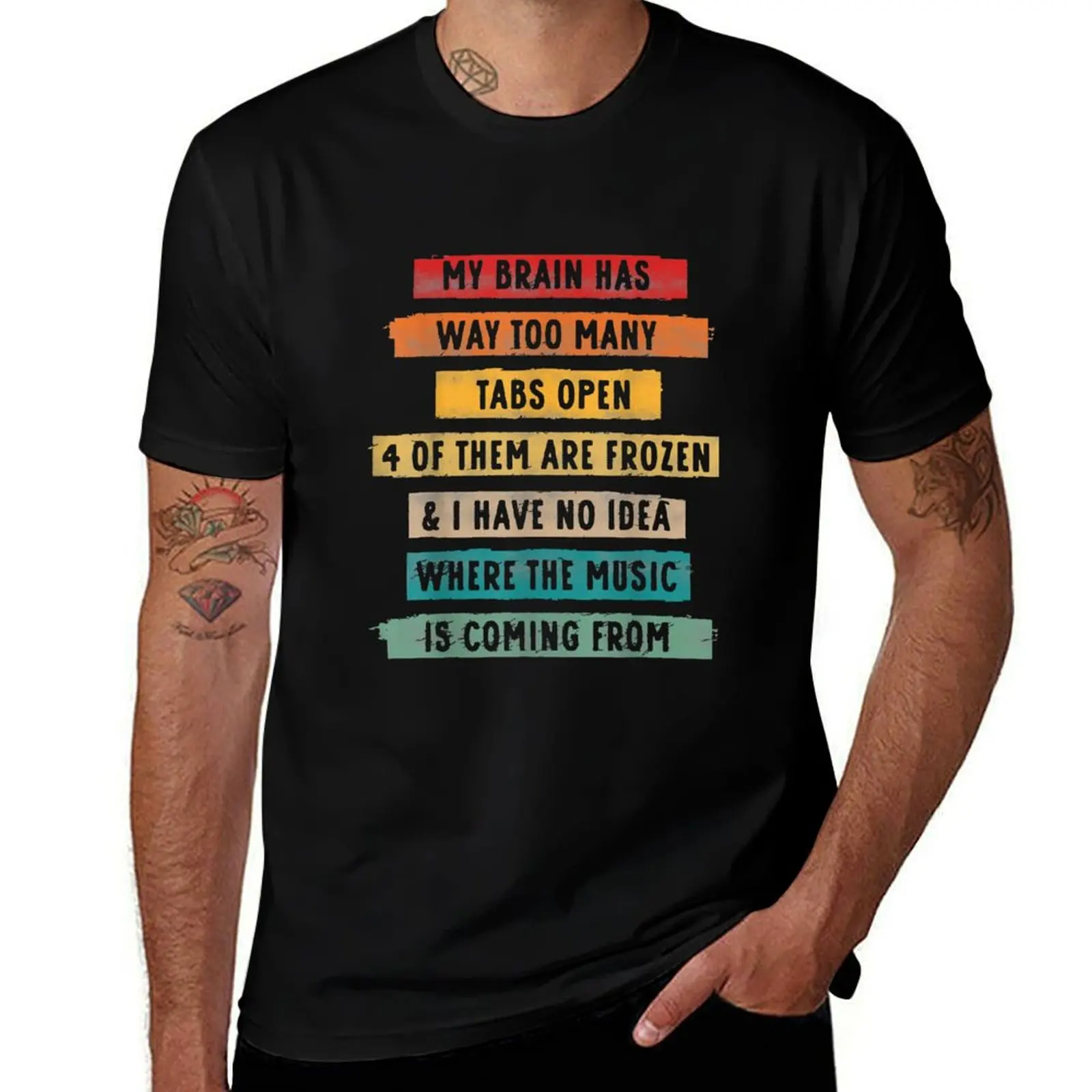 

My T-Shirt Many man Way t graphic Has Funny shirt Brain Music Open Tabs man t plain Coming Too shirts