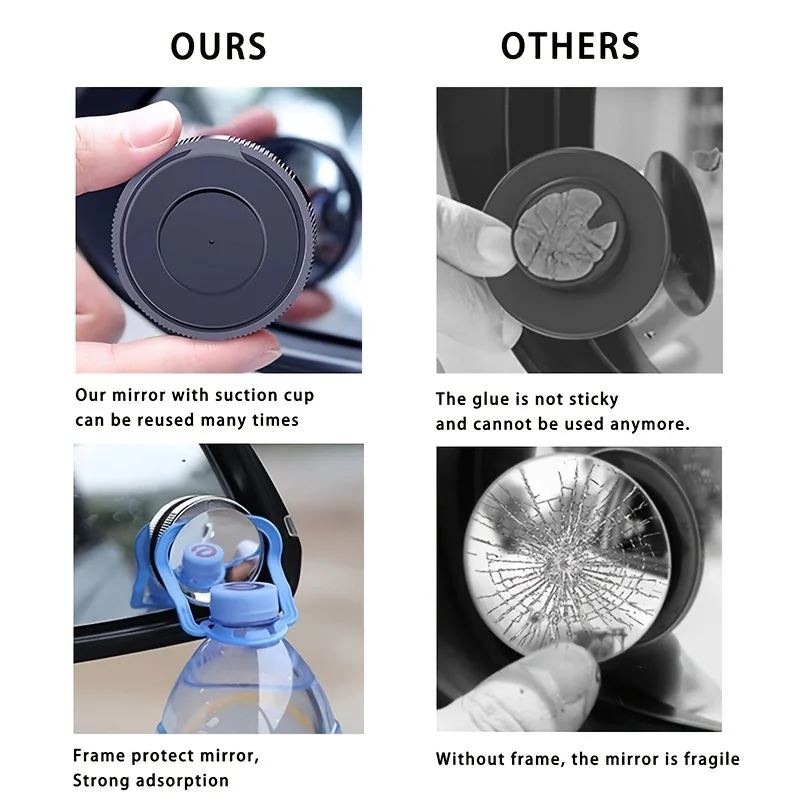 2 pezzi nuova ventosa per auto specchietto retrovisore universale specchio per punto cieco grandangolare in retromarcia piccolo specchio rotondo