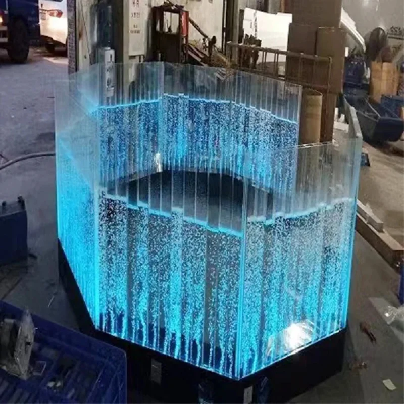 custom.Customized Modern LED Glowing Bubble Wall Screen Acrylic Floor Standing Room Divider Printed Design Room Partition view 4